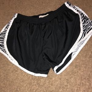 black and zebra running shorts